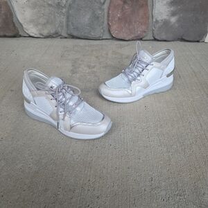 Michael Kors Scout Trainer Silver/White Platform Wedge Sneakers - sz 7